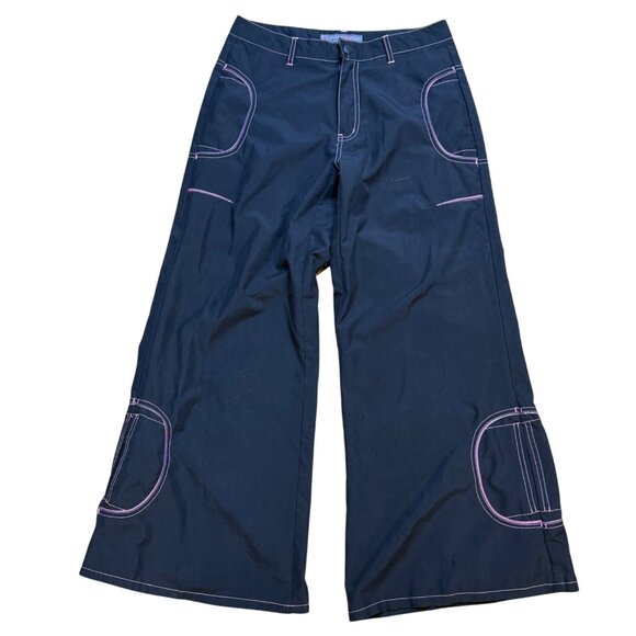 Vintage Y2K Macgirl Baggy Wide Leg Paratropper‎ Pants Juniors Size 3 Rave Skater - Picture 1 of 11